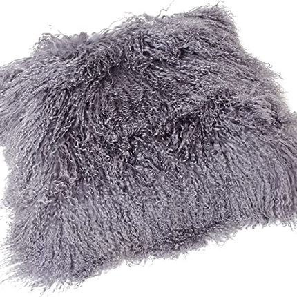 Luxuriöser Kissenbezug aus mongolischem Fell – Wildleder mit Lederrücken – 40 x 40 cm