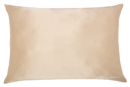 Pillowcase made of real mulberry silk and microfiber in sand color