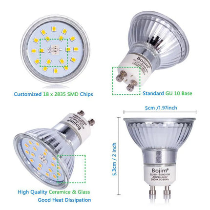 6er-Set LED-Einbaustrahler GU10 – neutralweißes Licht mit Leuchtmitteln – satiniert – 6 W