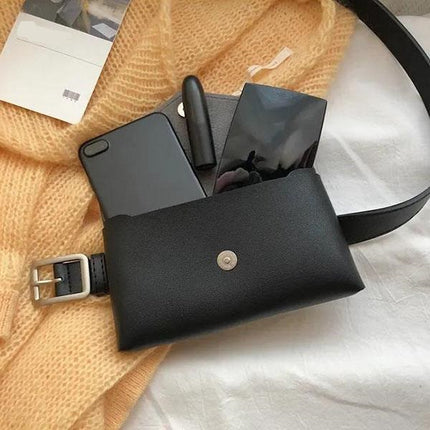 Waist Bag For Women Simple Perforated Waist Bag For Women Phone Bags For Women Casual Pack Feminine Black Purse