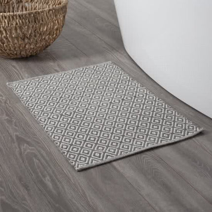 Bath mat Sealskin Trellis, grey-white, cotton 60 x 90 cm, non-slip
